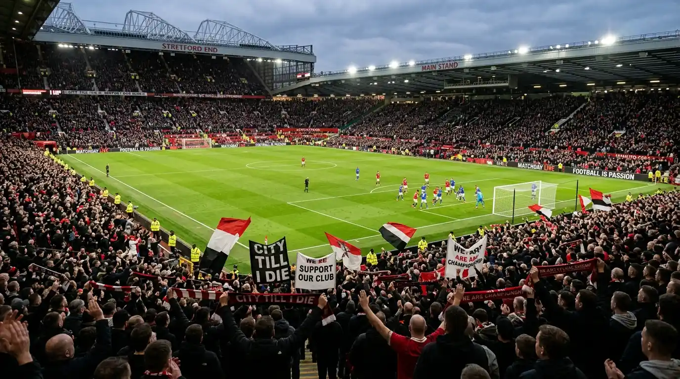Aficionados en las gradas de un estadio de la EFL Championship durante un partido de la segunda división inglesa