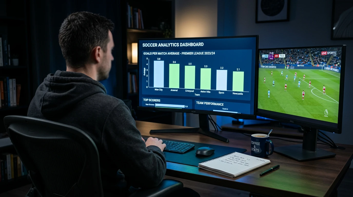 Pantalla con estadísticas de goles por partido en la EFL Championship mostrando tendencias y promedios